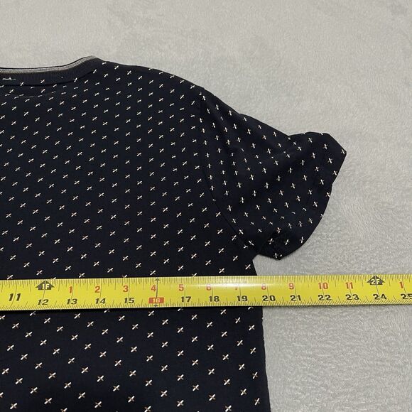 Craft Flow Shirt Mens Medium Blue Navy Modern Geometric Bird Dots Print Knitwear - Picture 5 of 7